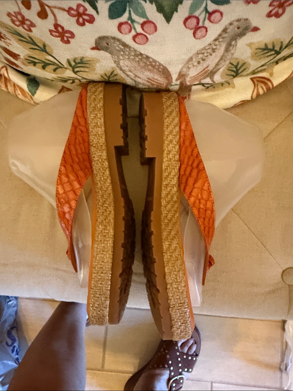 Donald J. Pliner Orange Leather Platform Thong Sandals - Picture 3 of 7